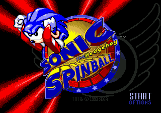 Sonic Spinball title screen for Sega Mega Drive